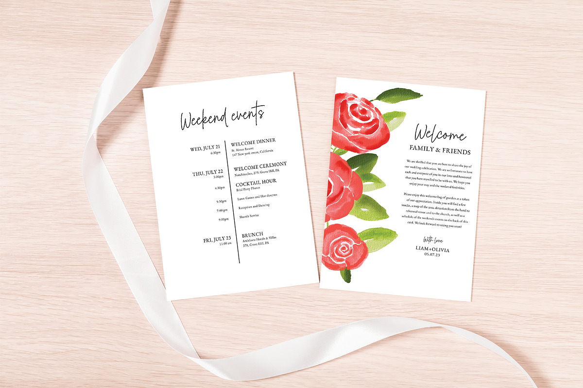 Rose Wedding Letter & Timeline Card, a Stationery Template by Beyond Muse (Photo 2 of 4)