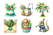 Tropical Lush Green Birthday Clipart, an Illustration by Daily.Designs (Thumbnail 3 of 5)