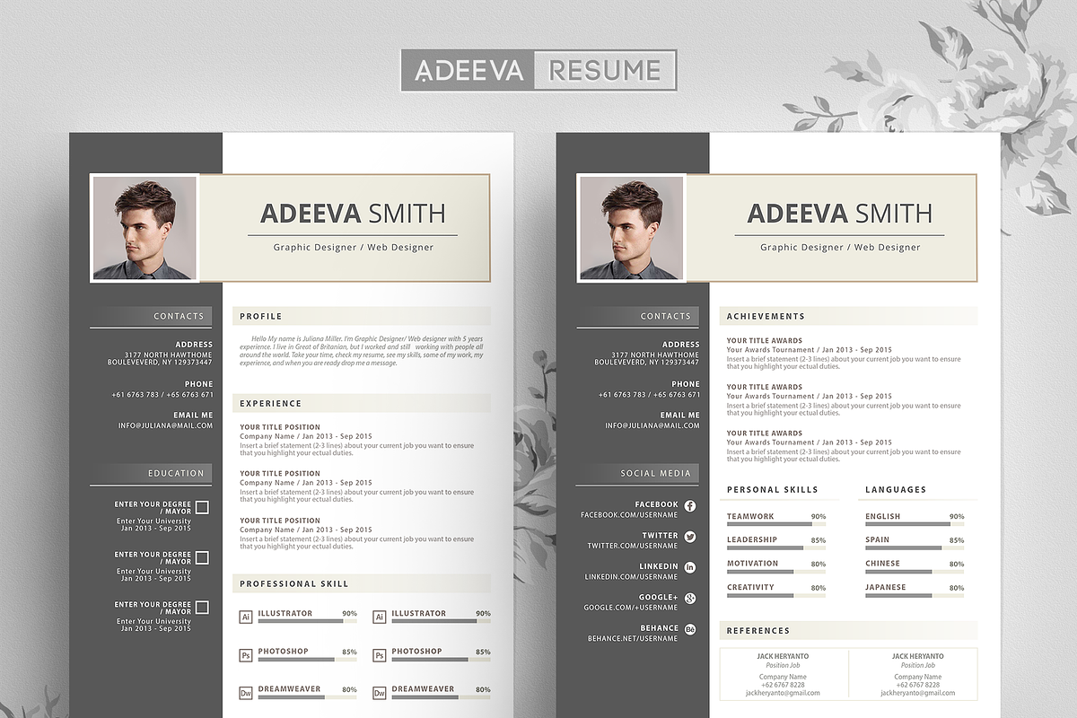 Professional Resume Template Smith, a Resume Template by AdeevaResume (Photo 1 of 4)