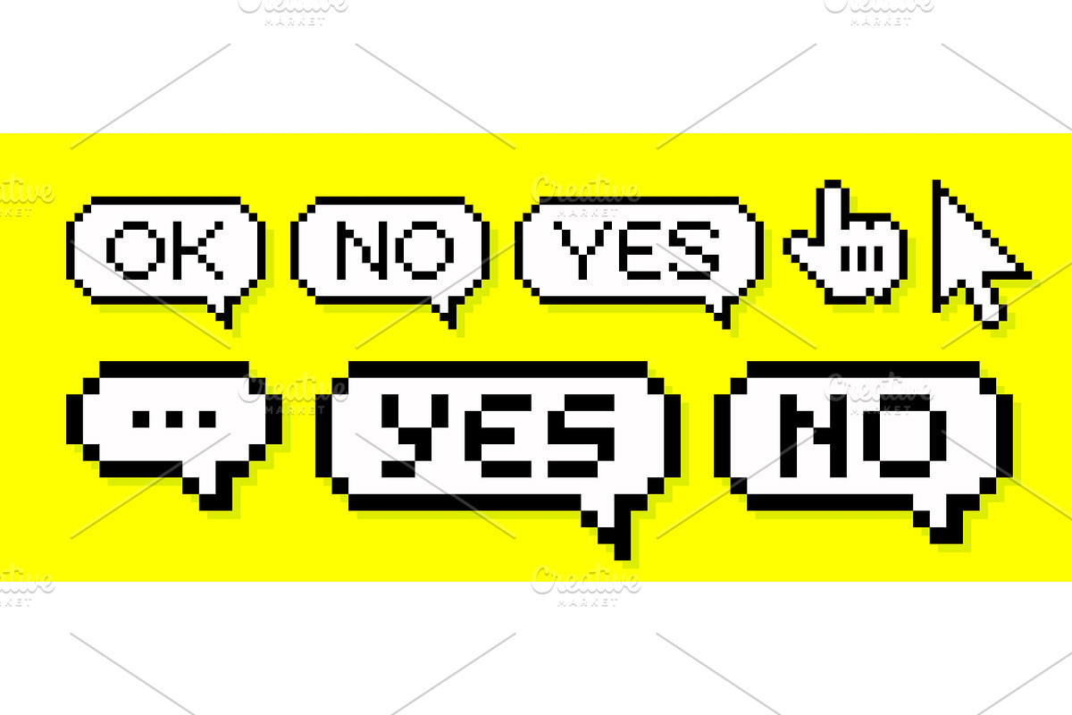 Pixel art speech bubble set, a Decorative Illustration by Foxys Graphic