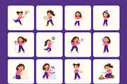100 Girl Flat Vector Icons, an Emoji Icon by Creative Stall (Thumbnail 9 of 9)
