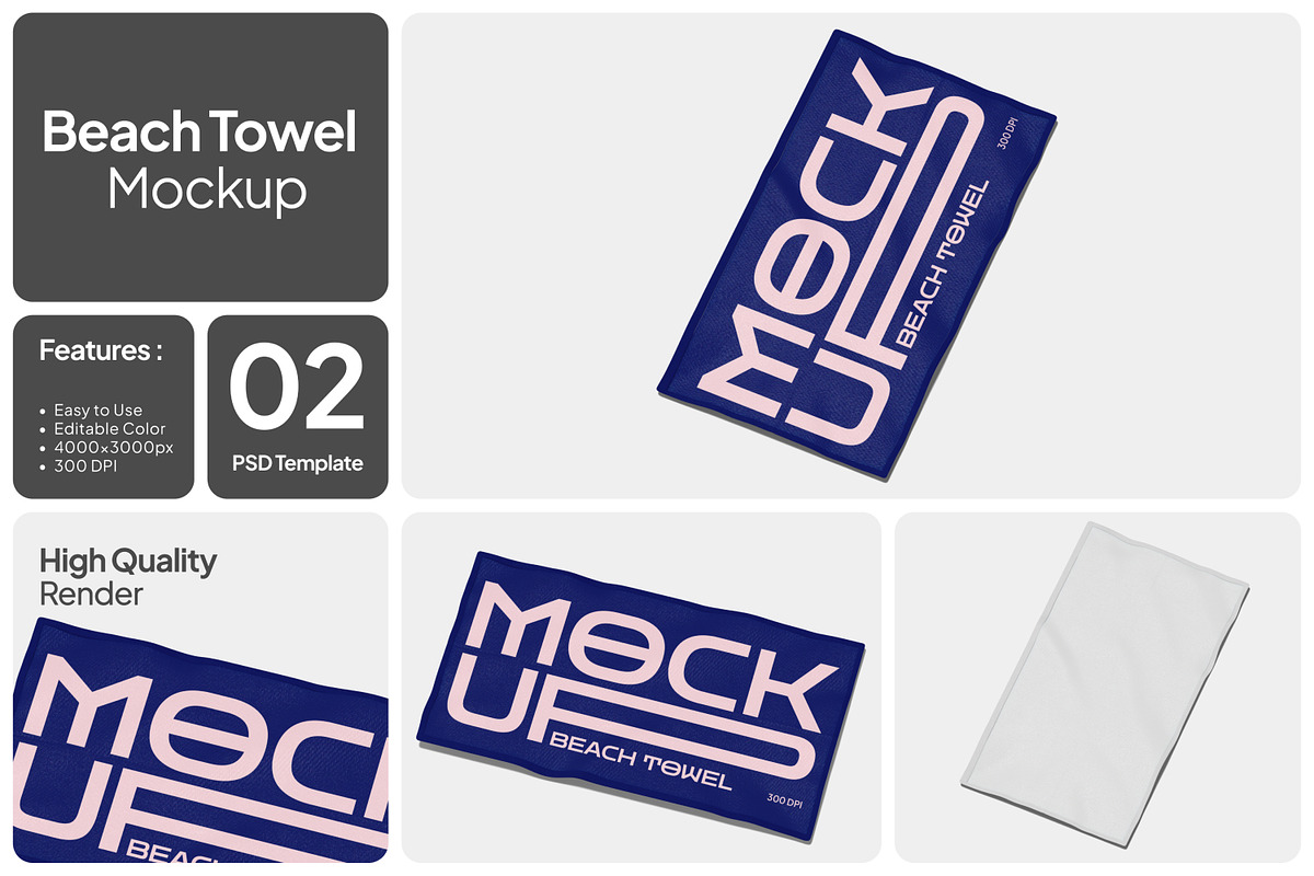 Beach Towel Mockup, a Product Mockup by Unerispace (Photo 1 of 4)