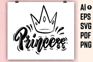 Set Of Royal Lettering. Prince, King