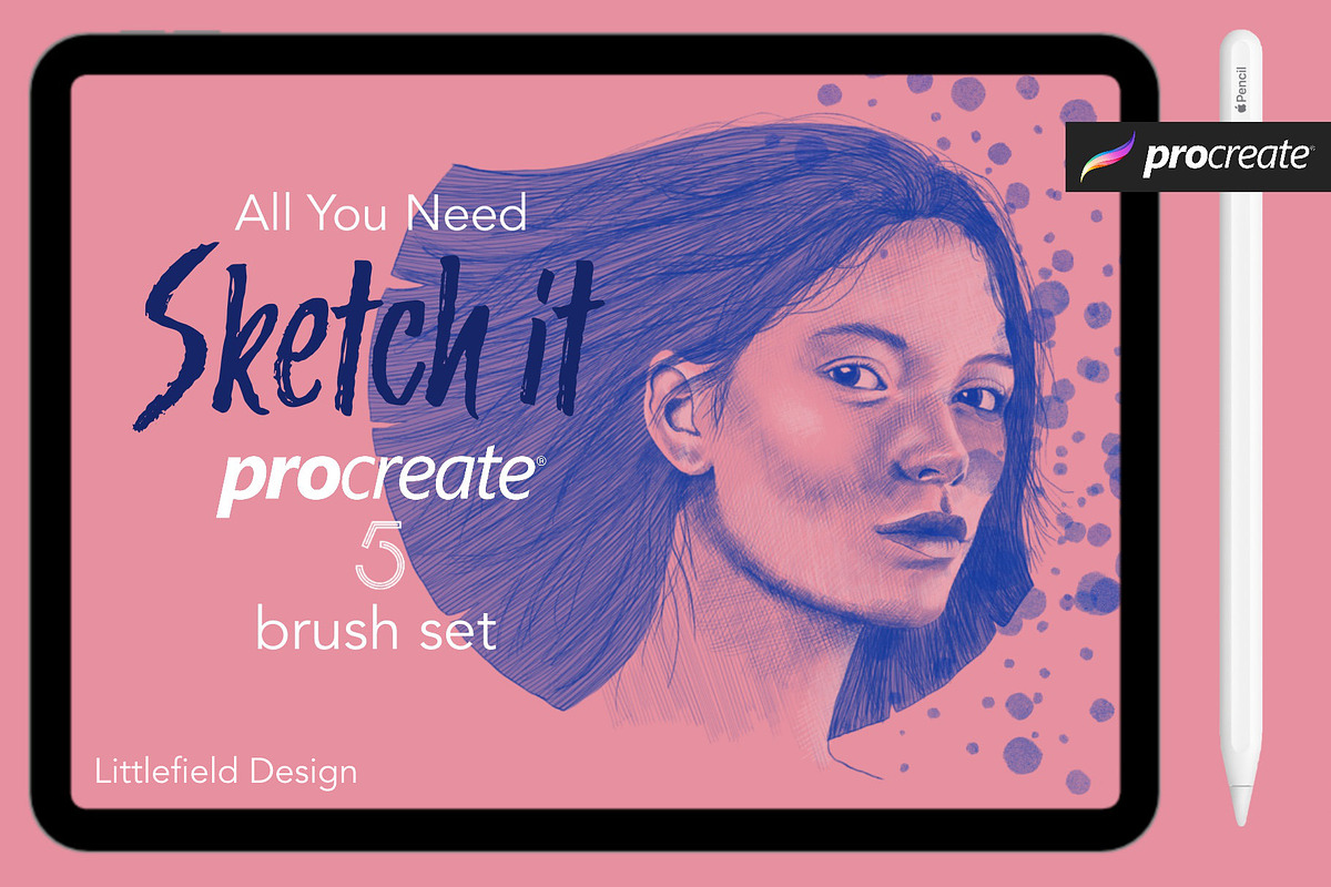 Sketch It Procreate 5 Brush set, a Brush Add-On by Littlefield Design (Photo 1 of 12)