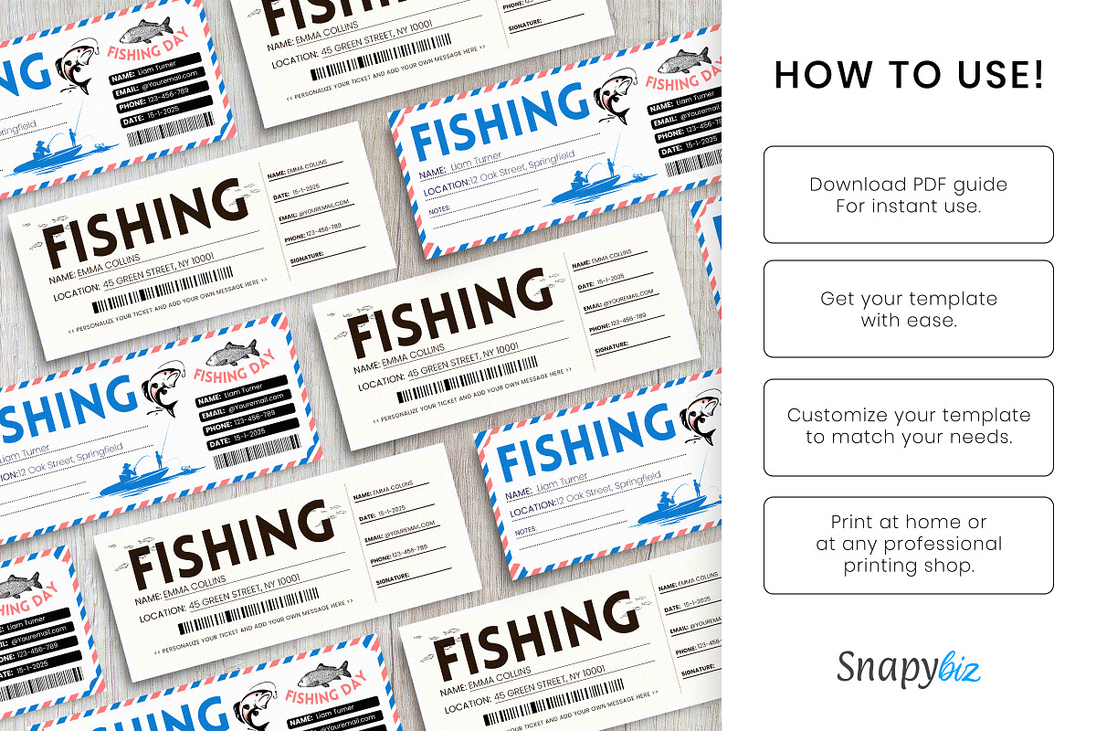 Fishing Ticket Gift Voucher Template, a Stationery Template by Snapybiz (Photo 8 of 10)