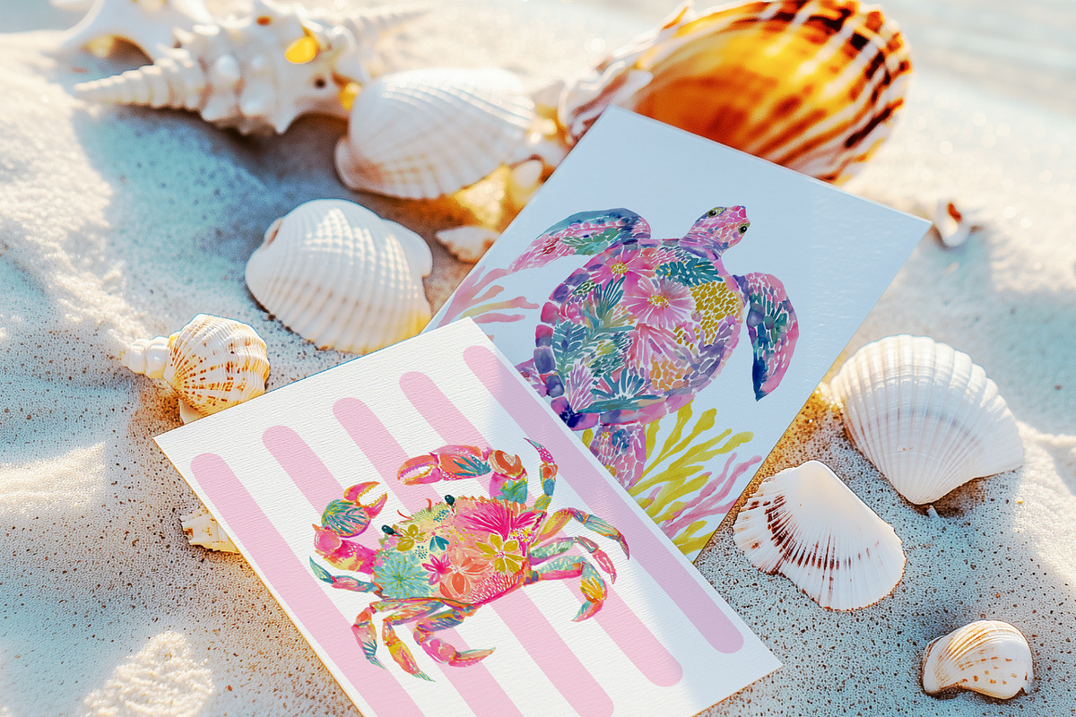 Preppy Coastal Sea Life Clipart, a Decorative Illustration by OKArtHub (Photo 7 of 8)