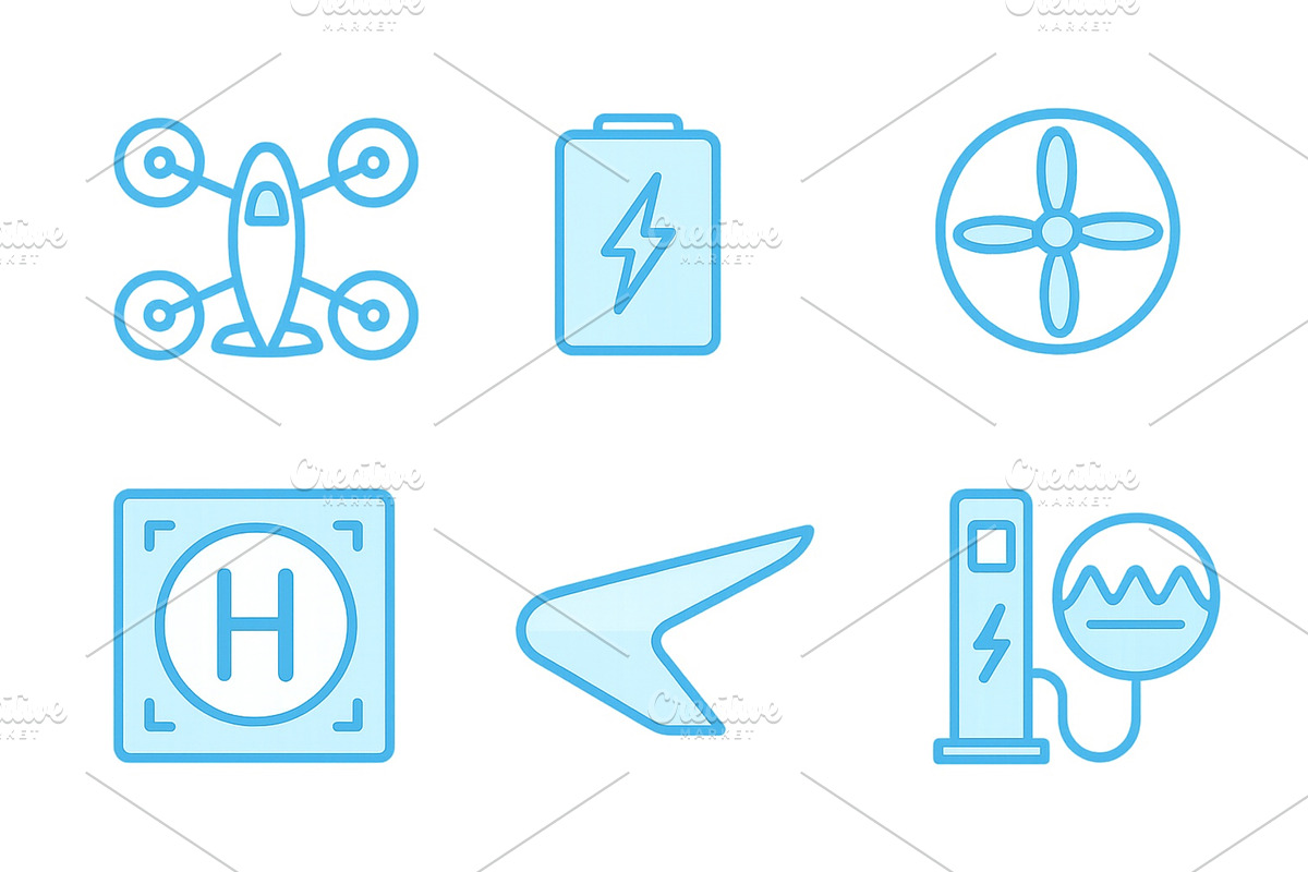 Icons showcasing drone elements, a Technology Illustration by ZinetroN