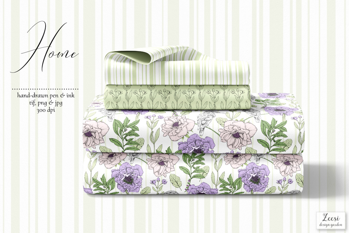 Periwinkle Inked Patterns & Motifs, a Pattern Graphic by Zeesi Design Garden (Photo 3 of 9)