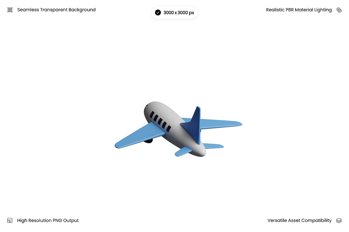Commercial Airplane White Blue 3D, an Object Graphic by Wencory (Photo 3 of 3)