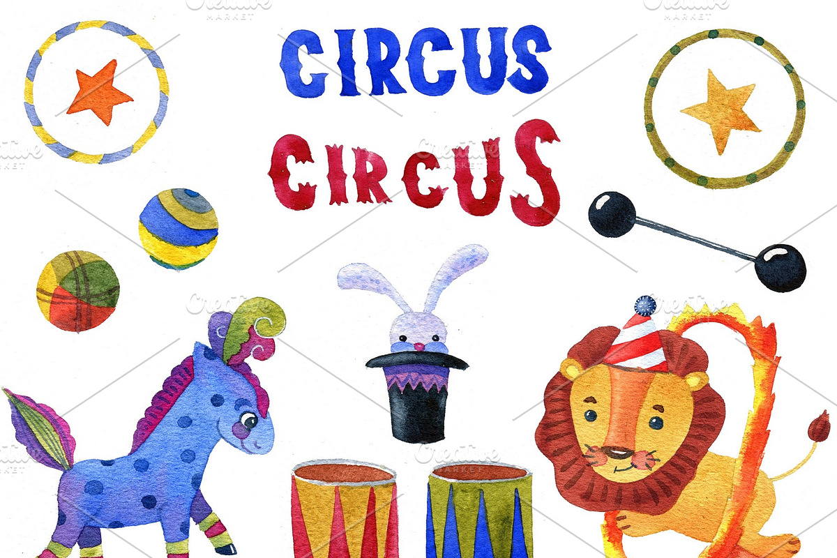 Set Circus, watercolor, an Illustration by fiolika (Photo 2 of 7)