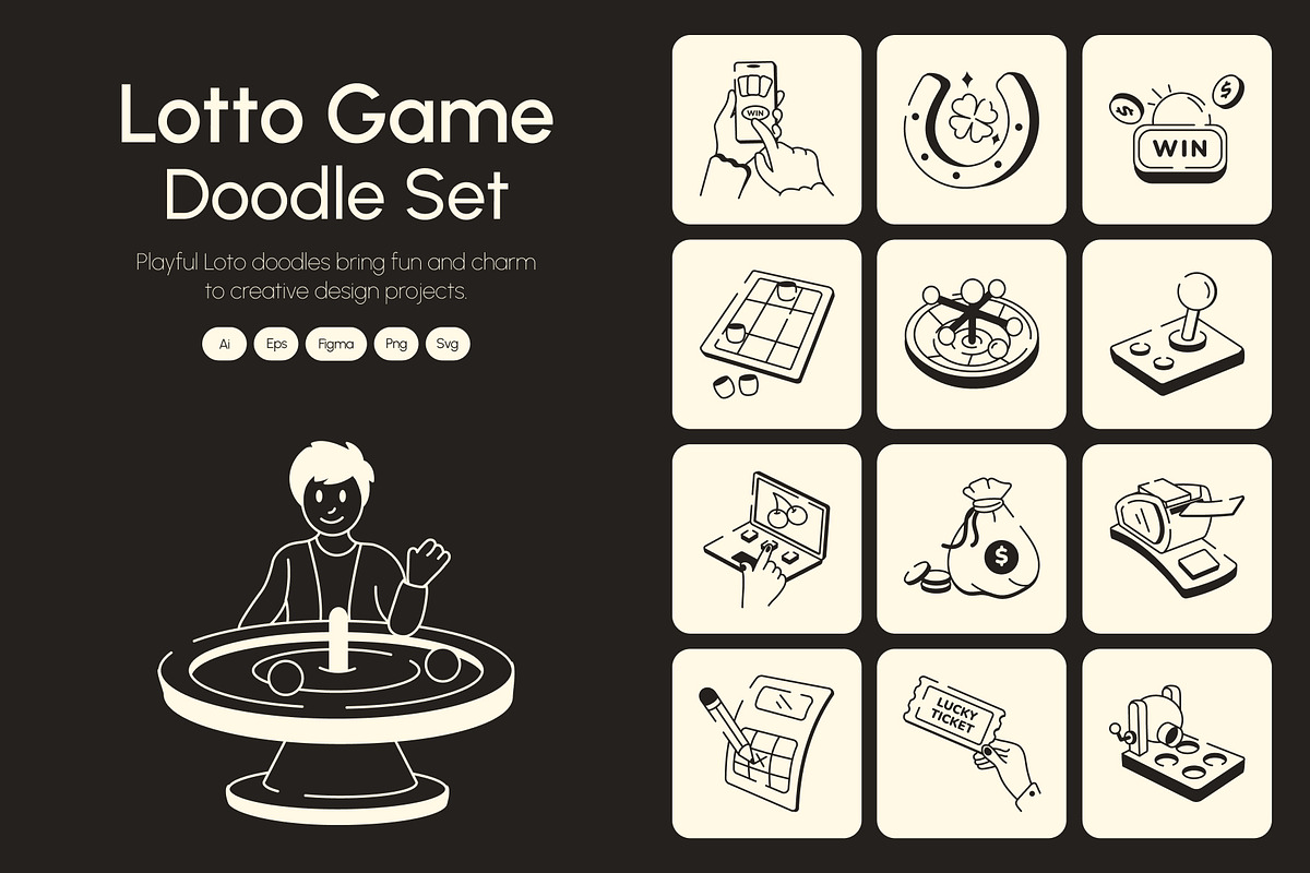 Lotto Game Doodle Icon Set, an Outline Icon by Vectors Market (Photo 1 of 8)