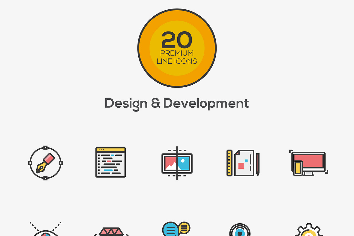 Set of modern Color Line Design icon preview 7
