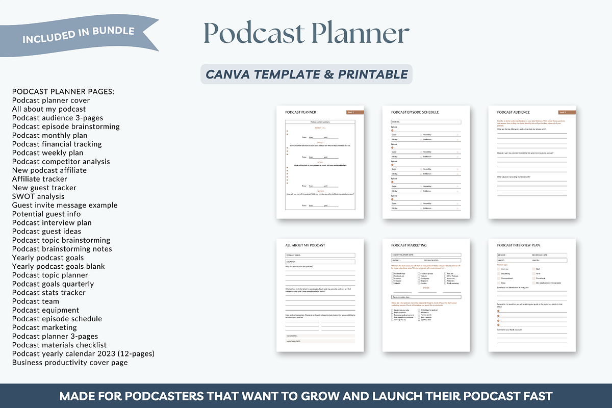 Podcast mega bundle Canva template preview 7