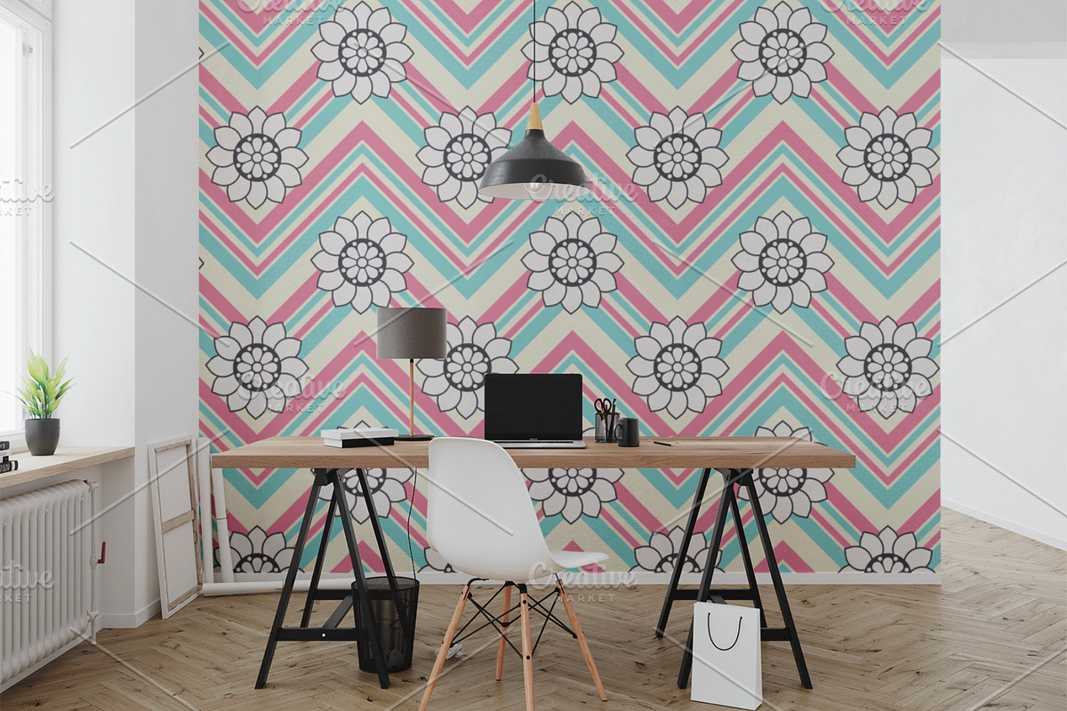 Groovy Boho Floral Chevron Pattern, a Pattern Graphic by PPEthnicDecorPattern (Photo 2 of 7)