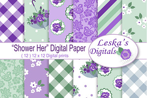 Purple Floral Digital Paper