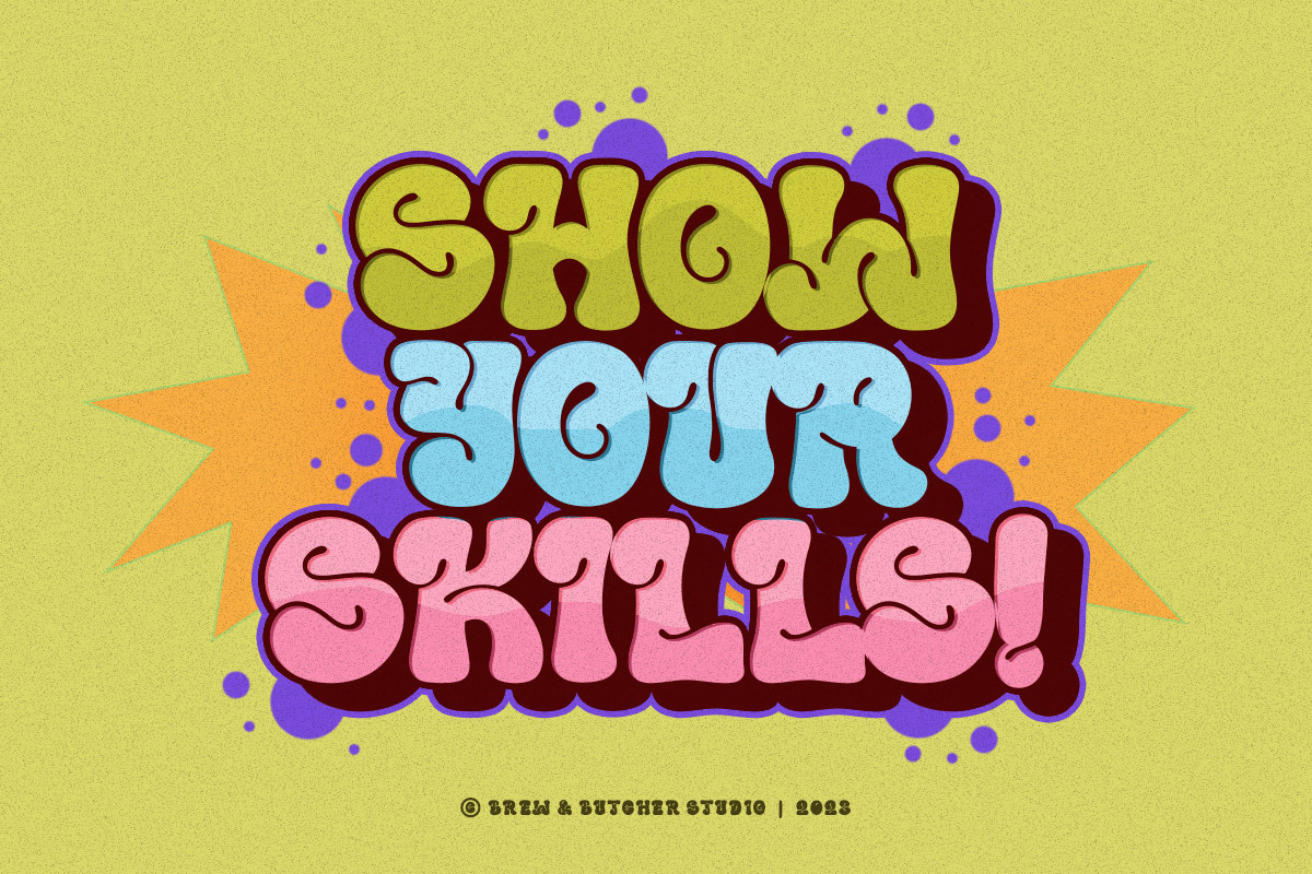 BloomBops | Psychedelic Typeface, a Font by Brew & Butcher Studio (Photo 7 of 10)