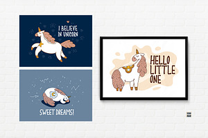 Little Unicorn Vector Clipart Set