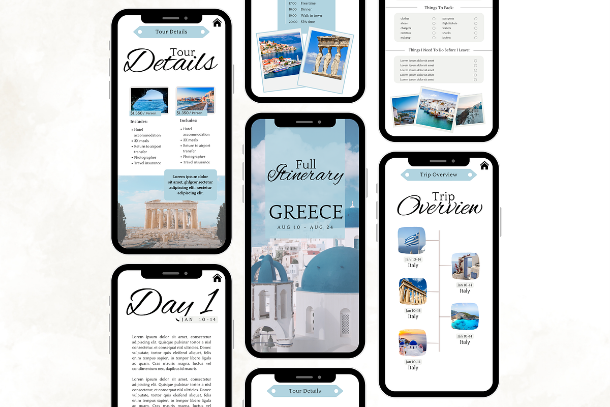 Greece Trip Itinerary Template, a Templates & Theme by Digital By Nikoleta (Photo 4 of 11)