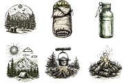 Hand Drawn Outdoor Camping Clipart, an Illustration by Designking (Thumbnail 3 of 5)