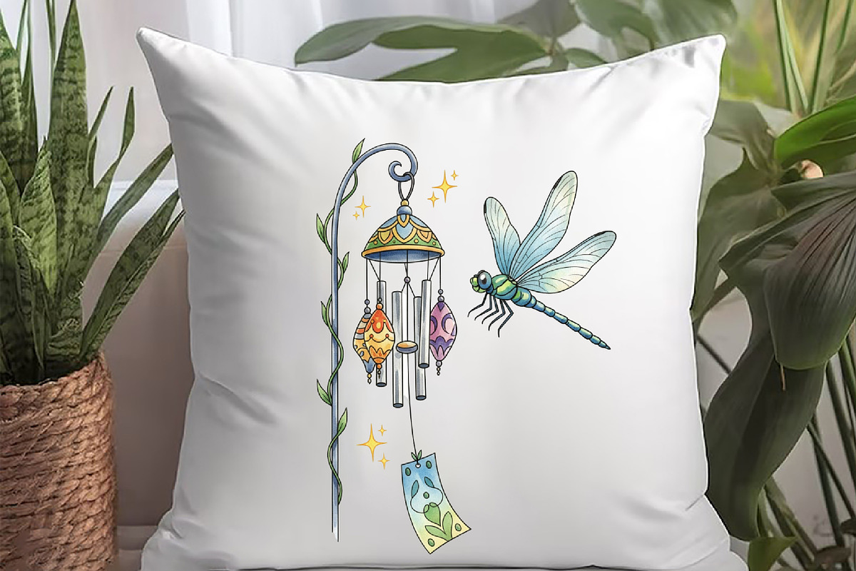 Summer Dragonfly Garden Clipart, an Illustration by Watercolor design (Photo 2 of 3)