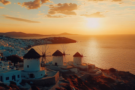 Breathtaking sunset over Mykonos isl, a Photo by Iftikhar Alam