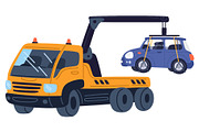Yellow tow truck loads passenger car, a Transportation Illustration by Vectorbuum (Thumbnail 1 of 3)