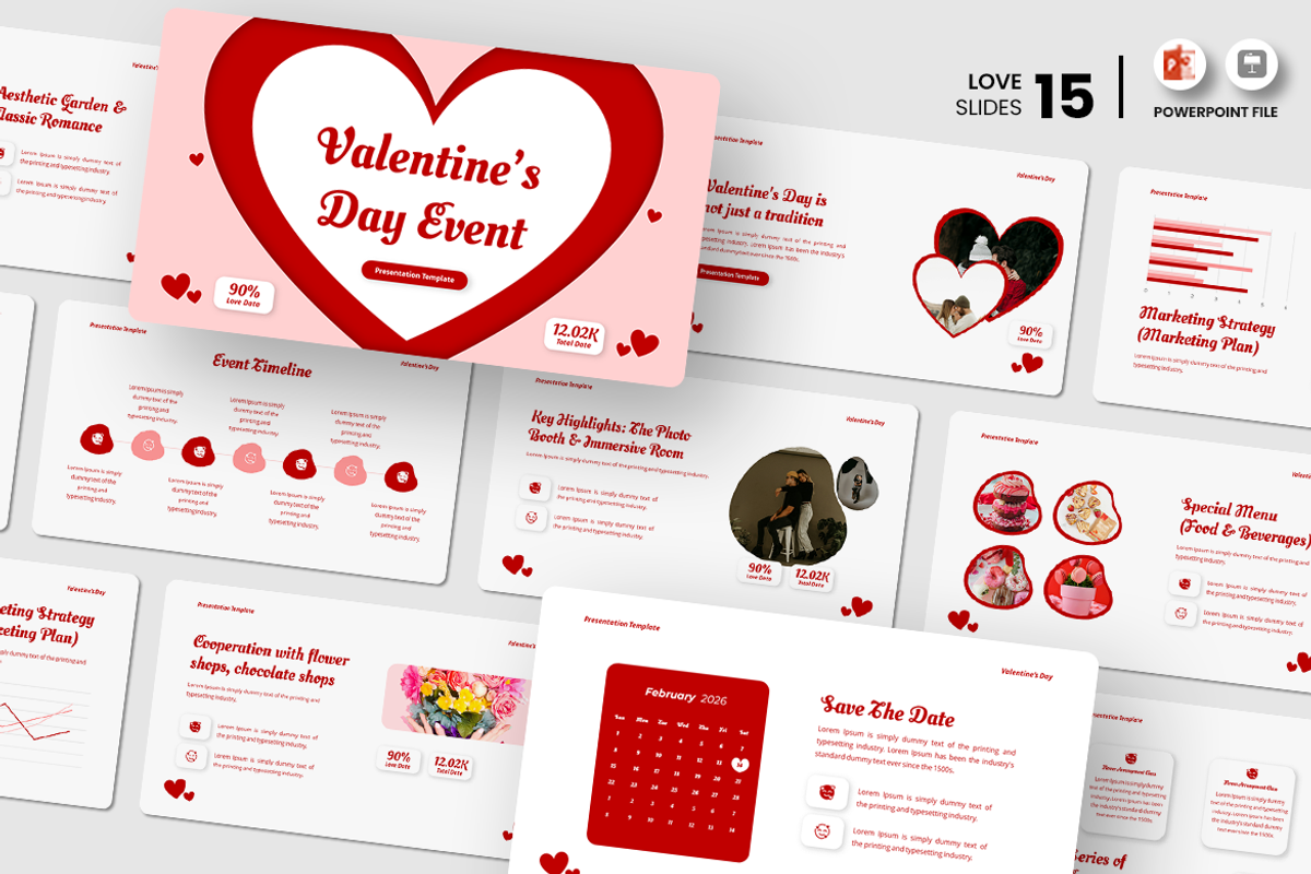 Valentine’s Day Event - PowerPoint, a Presentation Template by Iqsiart Studio (Photo 1 of 3)