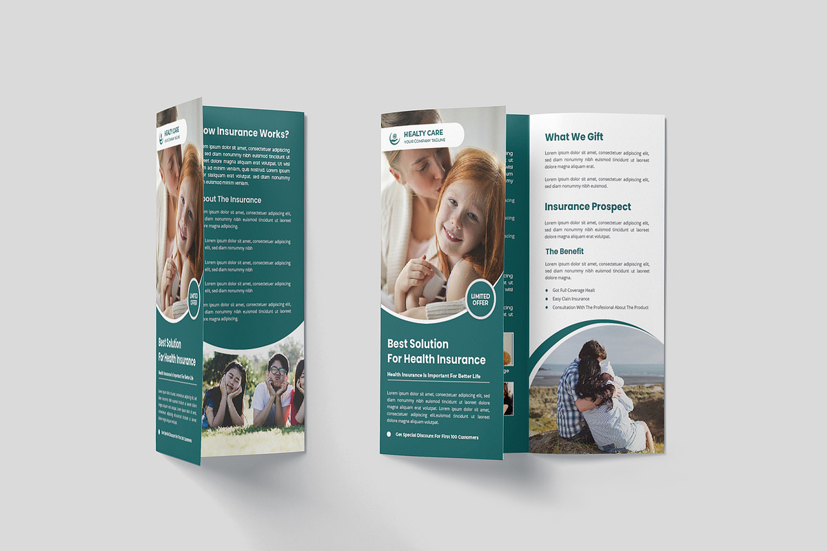 Simple Health Insurance Trifold Broc, a Templates & Theme by Formatika Studio (Photo 1 of 4)