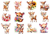 Cute Deer Spring Clipart Bundle, an Illustration by Dream Creation (Thumbnail 2 of 5)