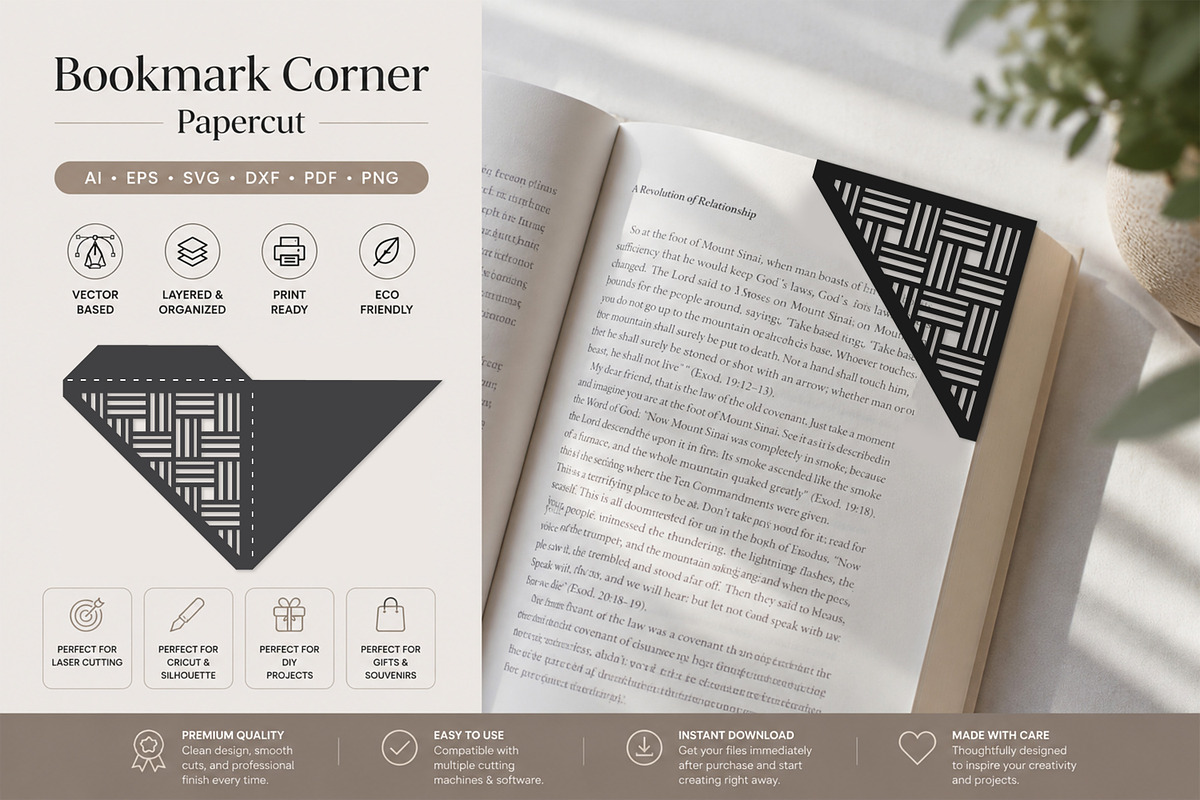 Corner Bookmark Rattan Papercut, an Object Graphic by OTVEY DESIGN (Photo 10 of 13)