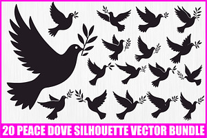 Peace Dove Silhouette Bundle, an Illustration by BIPLOB EXPERT