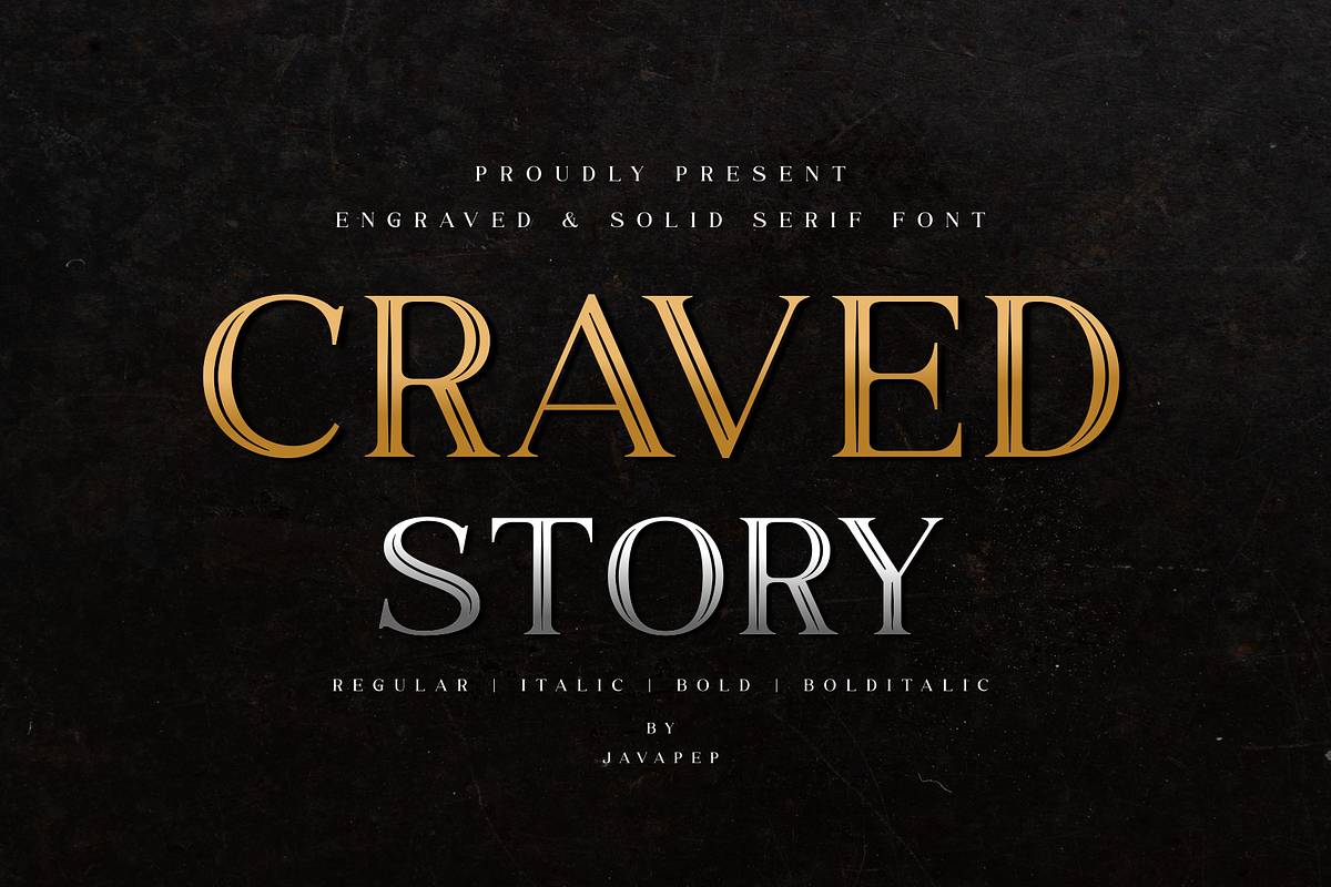 Craved Story - Engraved & Solid Seri, a Serif Font by Java pep (Photo 1 of 11)