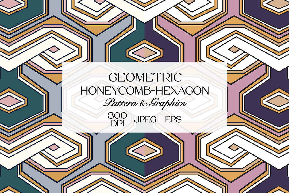 Geometric Hexagon-Honeycomb Pattern, a Pattern Graphic by StudioGlouna (Photo 1 of 9)