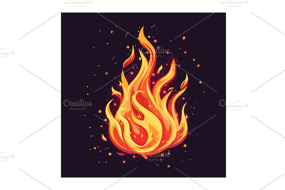 Vibrant fire flames against dark, a Texture Illustration by Vectorstockersland