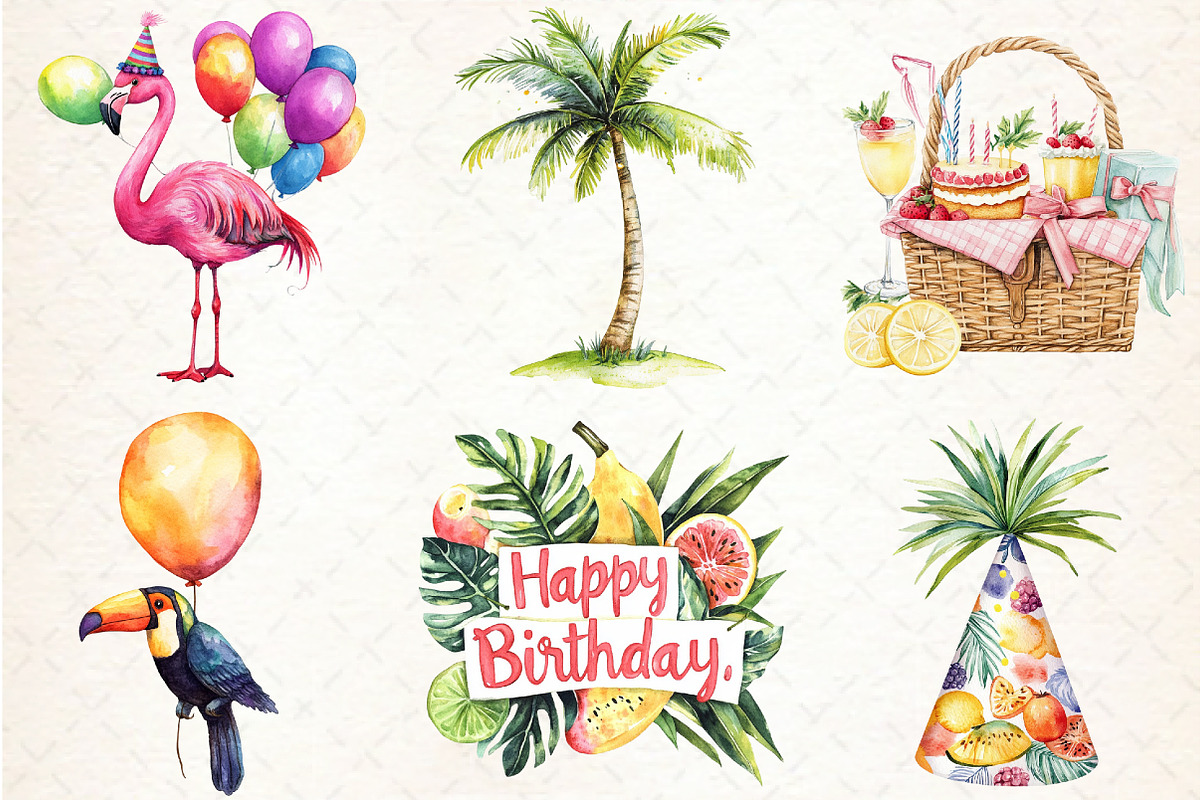 Summer Happy Birthday Clipart, an Illustration by Libby Wishes (Photo 3 of 6)