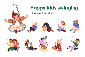Happy cute kids swinging set, a Person Illustration by Good Studio