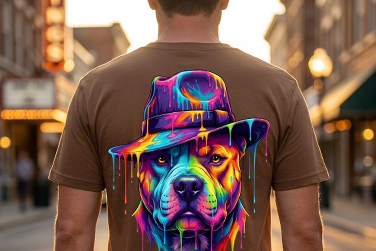 Colorful Pitbull Fedora Art, a Shirt Mockup by Vector Stall (Photo 2 of 15)