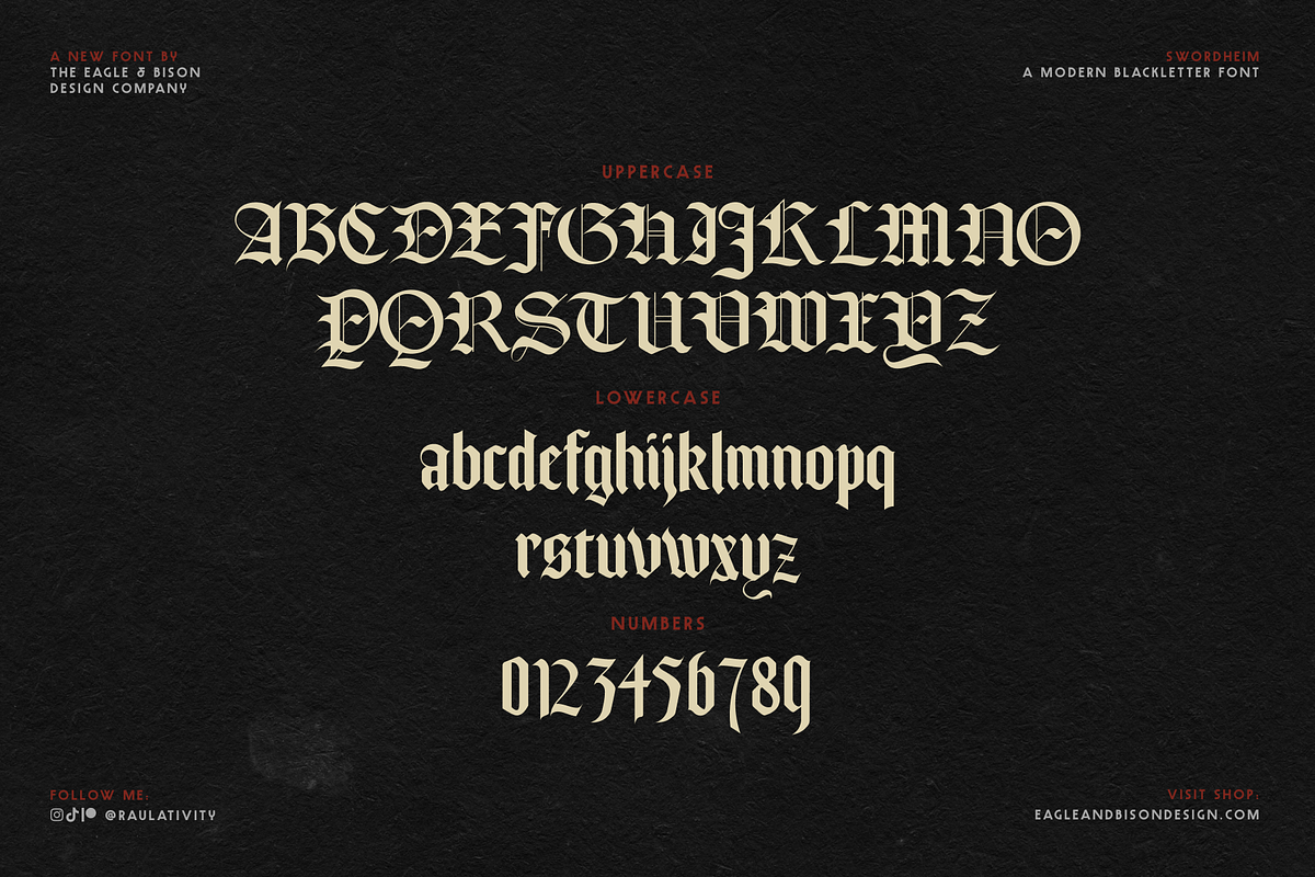 Swordheim, a Blackletter Font by Eagle & Bison Design Co. (Photo 4 of 5)