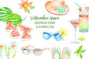 Watercolor Clipart Watermelon Season, a Decorative Illustration by Corner Croft (Thumbnail 1 of 3)