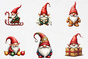 Watercolor Christmas Gnome Clipart, an Illustration by CrexoraLab (Thumbnail 2 of 5)