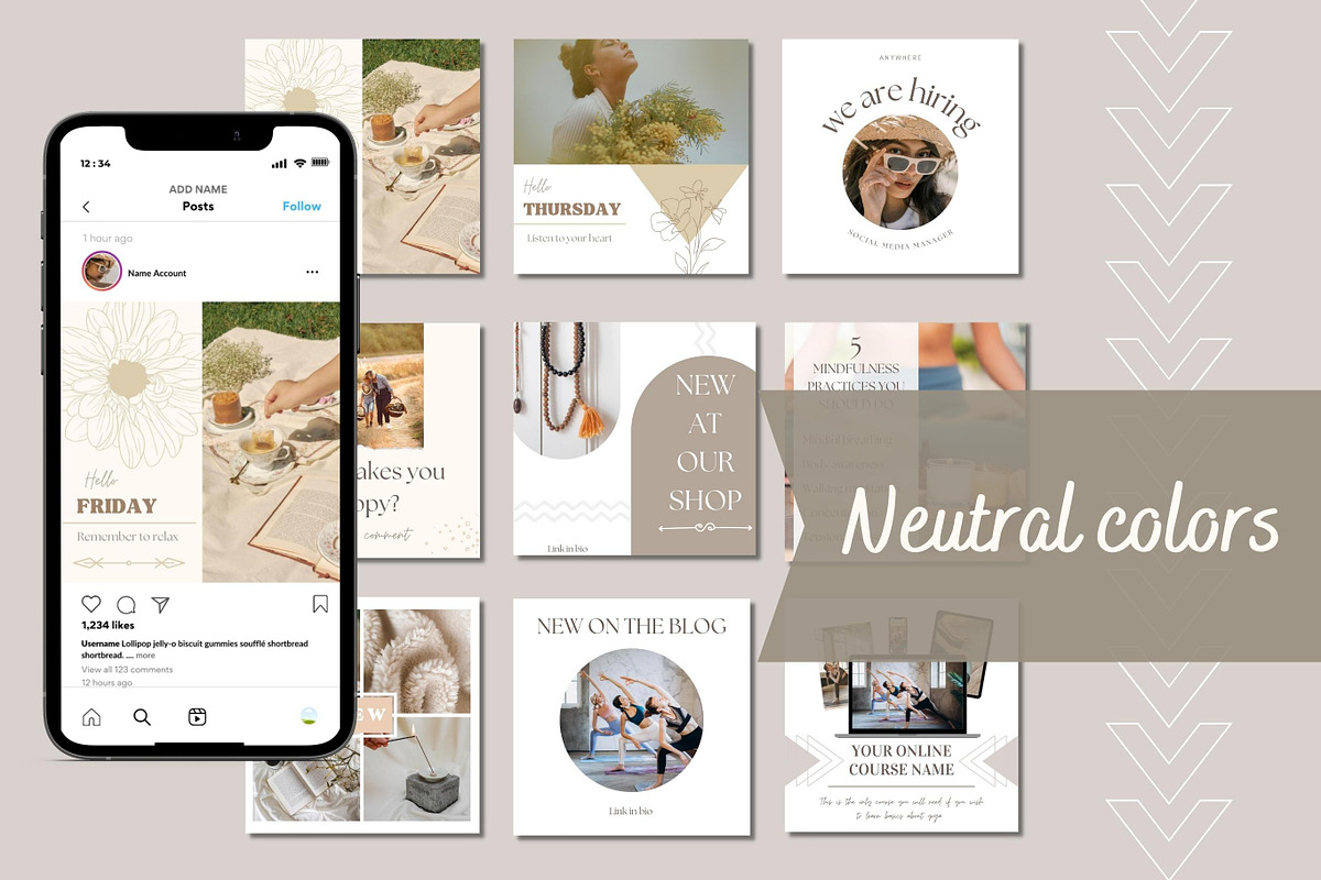 50 Neutral Instagram Post Templates, a Social Media Template by idArt (Photo 3 of 4)