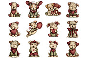 Whimsical Valentine Dogs Clipart, a Graphic by CitraGraphics (Thumbnail 4 of 4)