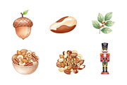 Watercolor Nuts Clipart, a Food Illustration by BerryPieArt (Thumbnail 4 of 4)