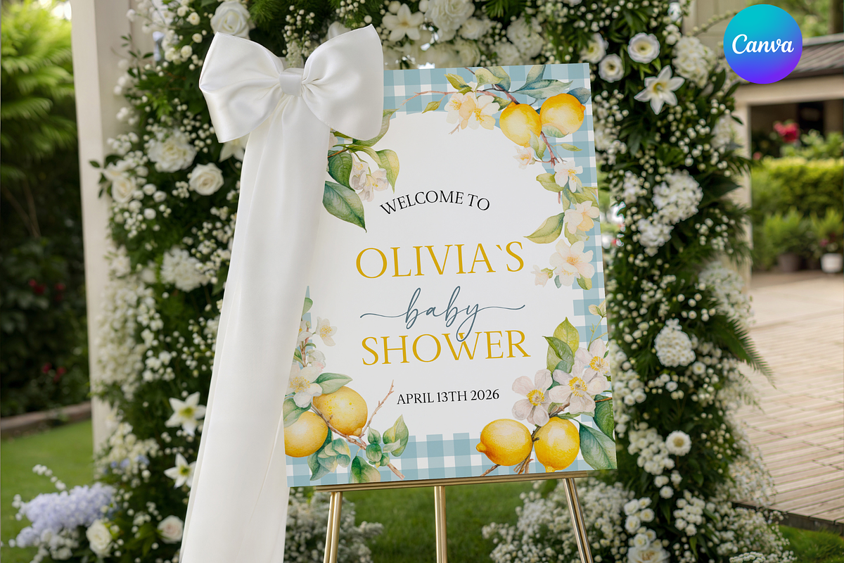 Lemon Baby Shower Welcome Sign, a Poster Template by Digital_Mind (Photo 1 of 3)