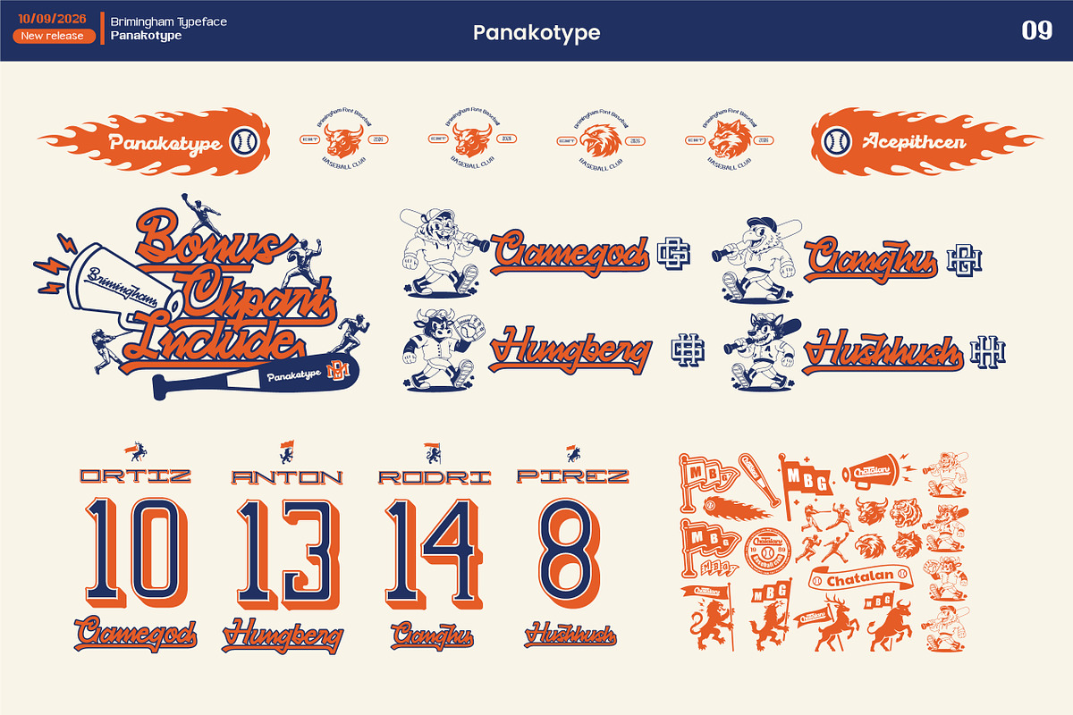 Bassball & Varsity fonts, a Script Font by panakota studio (Photo 16 of 18)