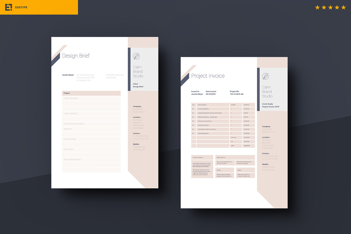 Calm Brief - Estimation - Invoice, a Stationery Template by Egotype (Photo 7 of 9)