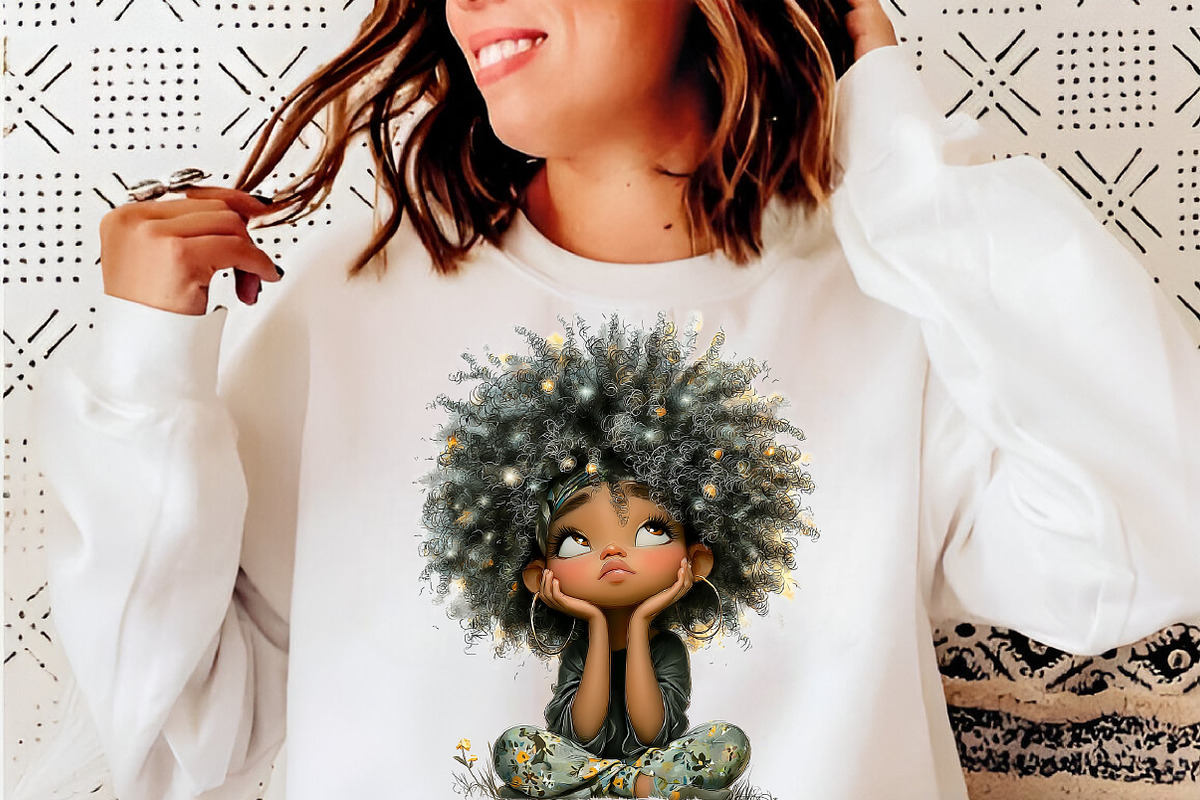 Whimsical black afro girl clipart, an Illustration by SinaCreation (Photo 8 of 11)