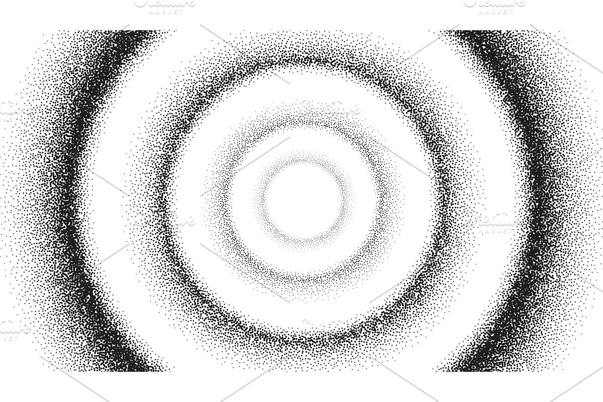 Dotted grainy concentric circles, an Illustration by Andrey Yaroslavtsev