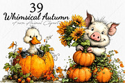 Whimsical Autumn Farm Animal Clipart, a Seasonal Illustration by Canvas Craft (Thumbnail 1 of 10)
