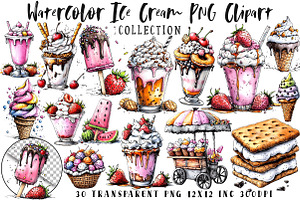 Watercolor Ice Cream PNG Clipart, a Seasonal Illustration by OK Design